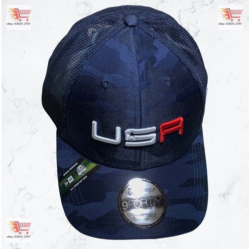 2020 Ryder Cup USA America CAMO BLUE Golf Adjustable Hat New Era ⛳️ Whistling