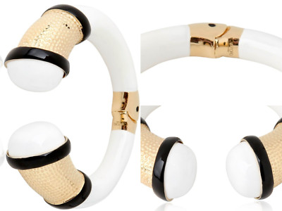 TOM FORD Enameled Brass Bracelet In White Buckle Bag Cuff Armband Armreif New