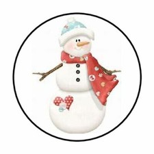 48 CHRISTMAS WINTER SNOWMAN ENVELOPE SEALS LABELS STICKERS 1.2" ROUND