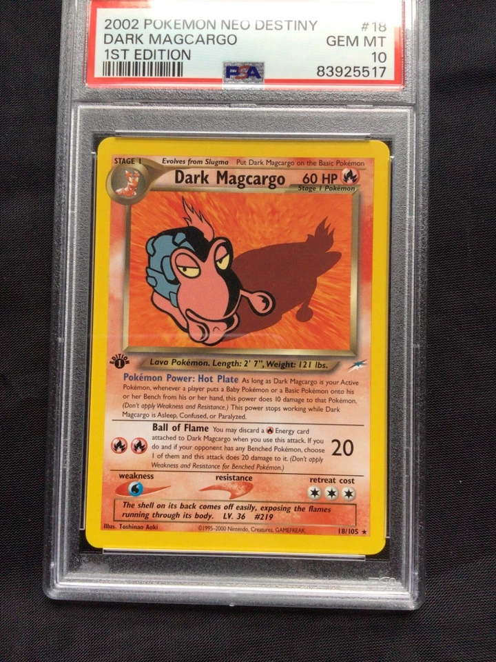 Pokemon Cards: 1st Edition Neo Destiny Rare: Dark Magcargo 18/105: PSA 10 - Image 2 of 4