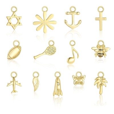 18k Gold Plated Butterfly Flower Star Cross Rugby Honeybee Charms Jewelry Gifts
