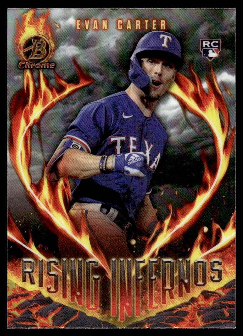 EVAN CARTER 2024 Bowman Chrome RISING INFERNOS Refractor RC #RI-5 Rookie RANGERS