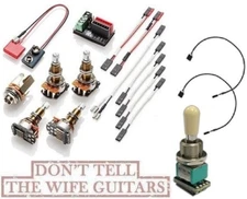 EMG Solderless Conversion Kit 1-2 Active Pickups LONG Pots & B348 Ivory Toggle