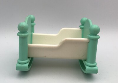 Little Tikes Dollhouse Grand Mansion Infant Baby GREEN & WHITE CRADLE Bassinet