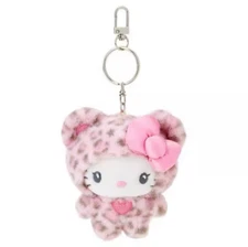 Sanrio Hello Kitty PINK Cheetah Leopard Print Mascot Plush Key Chain Bag Holder
