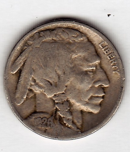 1926 Büffelnickel in guter Erhaltung ~ BITTE BEACHTEN SIE DEN SCAN stk I 1111 - Bild 1 von 4