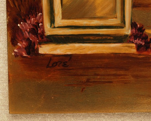 Vintage Mid Century Modern Painting Signed LORE - Romantic European Scene Paris - Picture 5 of 6