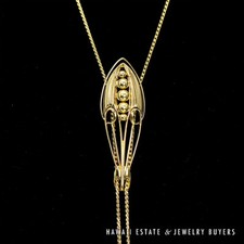 14K Yellow Gold Lariat Necklace 32in Twisted Curb Chain, 19.9g