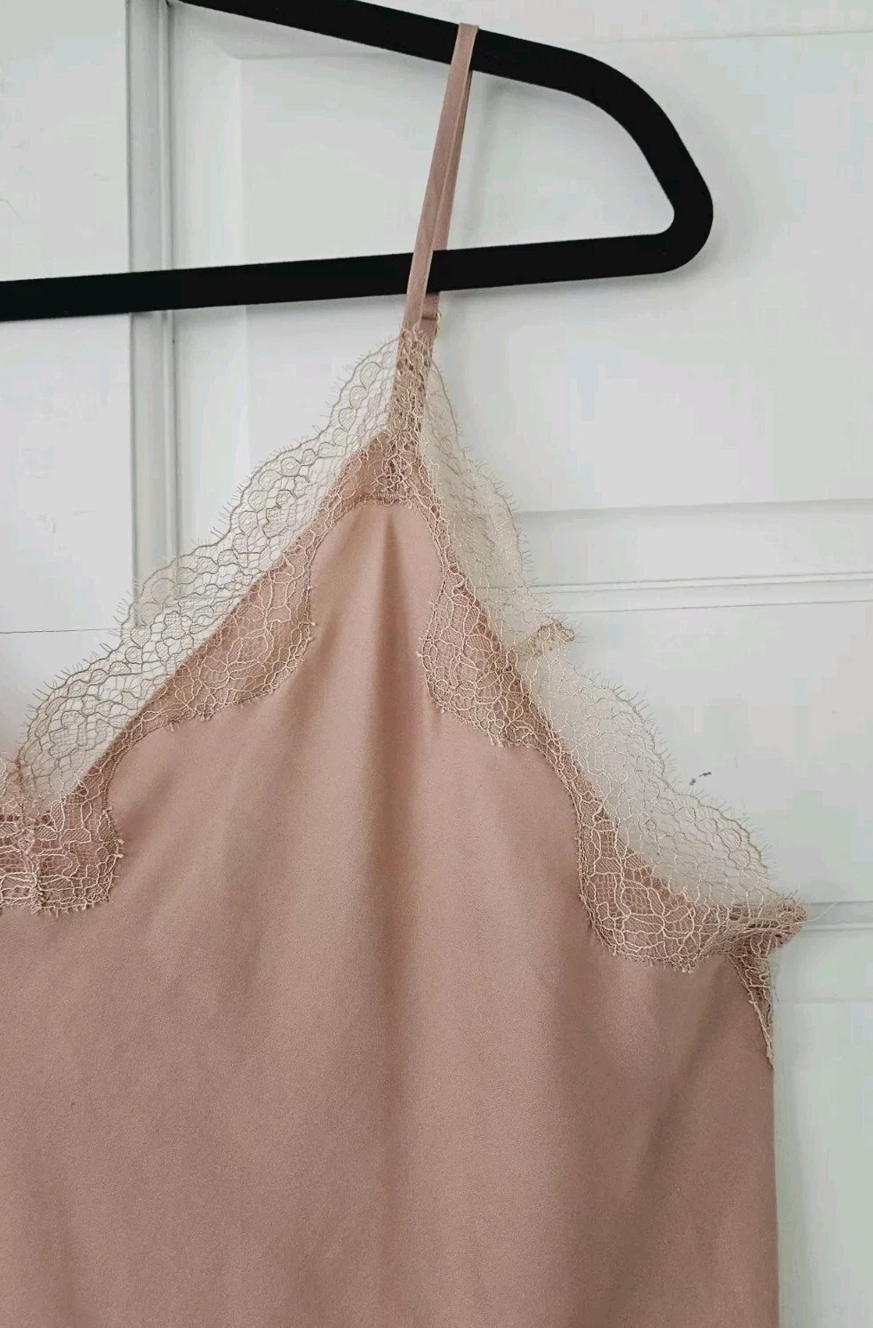 UNDERCOVER Victoria's Secret abito slip camicia da notte rosa polveroso malva donna grande orlo in pizzo
