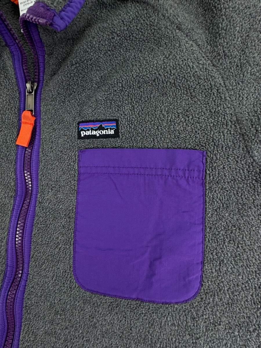 Patagonia Men's Small Gray Purple Orange Jacket Fleece Full Zip W