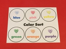  Set of 10 Valentine Hearts Color Sort Learning Mat - Laminated - Pre school