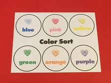 (Set of 10) Valentine Hearts Color Sort Learning Mat - Laminated - Pre school