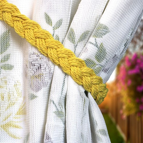 2pcs Curtain & Voile Rope Tiebacks Handmade Cotton Braided Tie Back Holdbacks - Picture 17 of 36