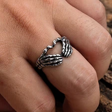 Skull Hand Ring Gothic Love Punk Heart Gesture Rock Bicycle Halloween prank Cost
