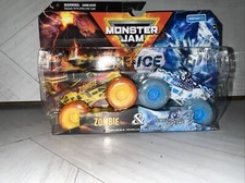 2024 FIRE & ICE "ZOMBIE & NORTHERN NIGHTMARE"- SPIN MASTER Monster Jam TRUCKS