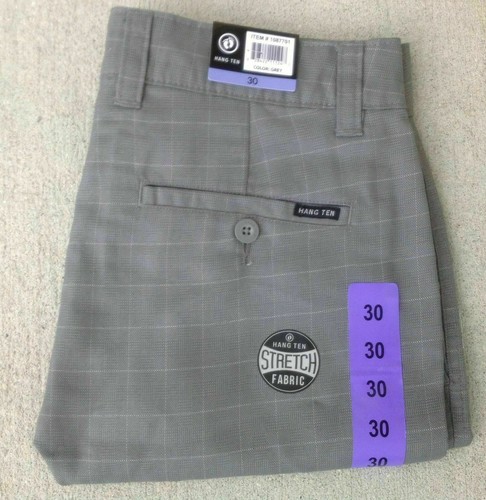 HANG TEN MEN'S STRETCH PLAID WALKSHORT Polyester-Viscose Grey Size 30 - Picture 4 of 6