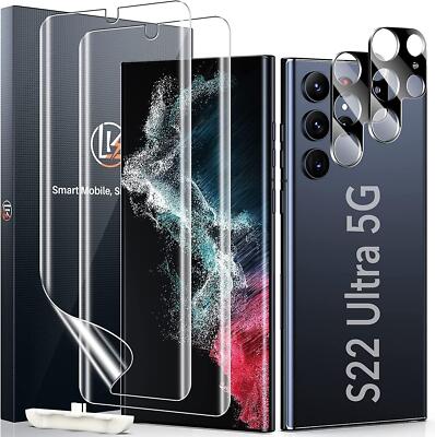 4 Stück Displayschutzfolie kompatibel für Samsung Galaxy S22 Ultra 5G, 2 Stück Display