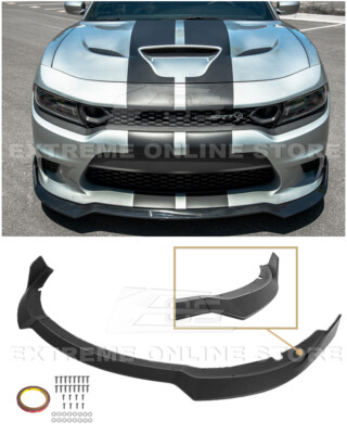 For 15-Up Dodge Charger SRT 3PCs Matte Black Front Bumper Lower Lip Splitter