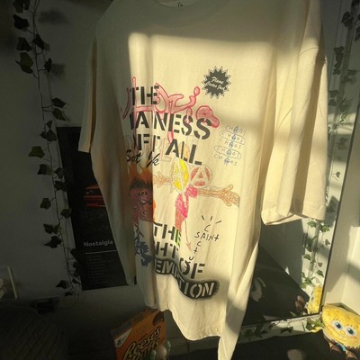 Travis Scott Utopia graphic short sleeve sand color shirt KV26406