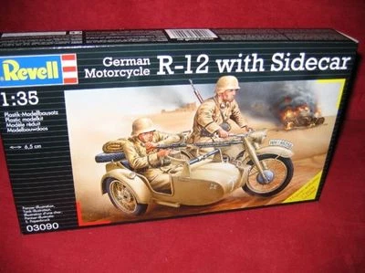 REVELL® 03090 1:35 GERMAN MOTORCYCLE R-12 WITH SIDECAR NEU OVP