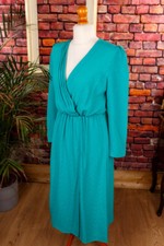Vintage Original 90s Dress Turquoise Wrap Look HÖPFNER M