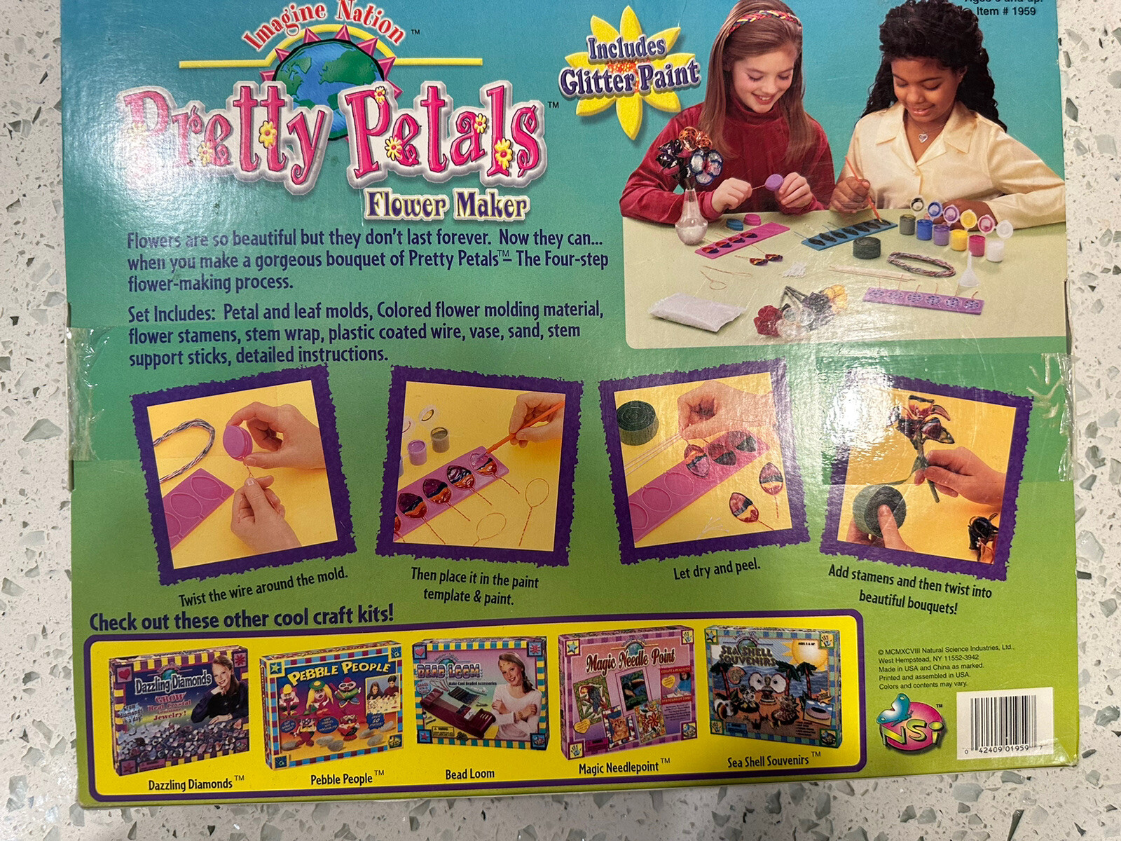 1999 Vintage Pretty Petals Paint & Peal Flower Maker Kit Irwin Imagine