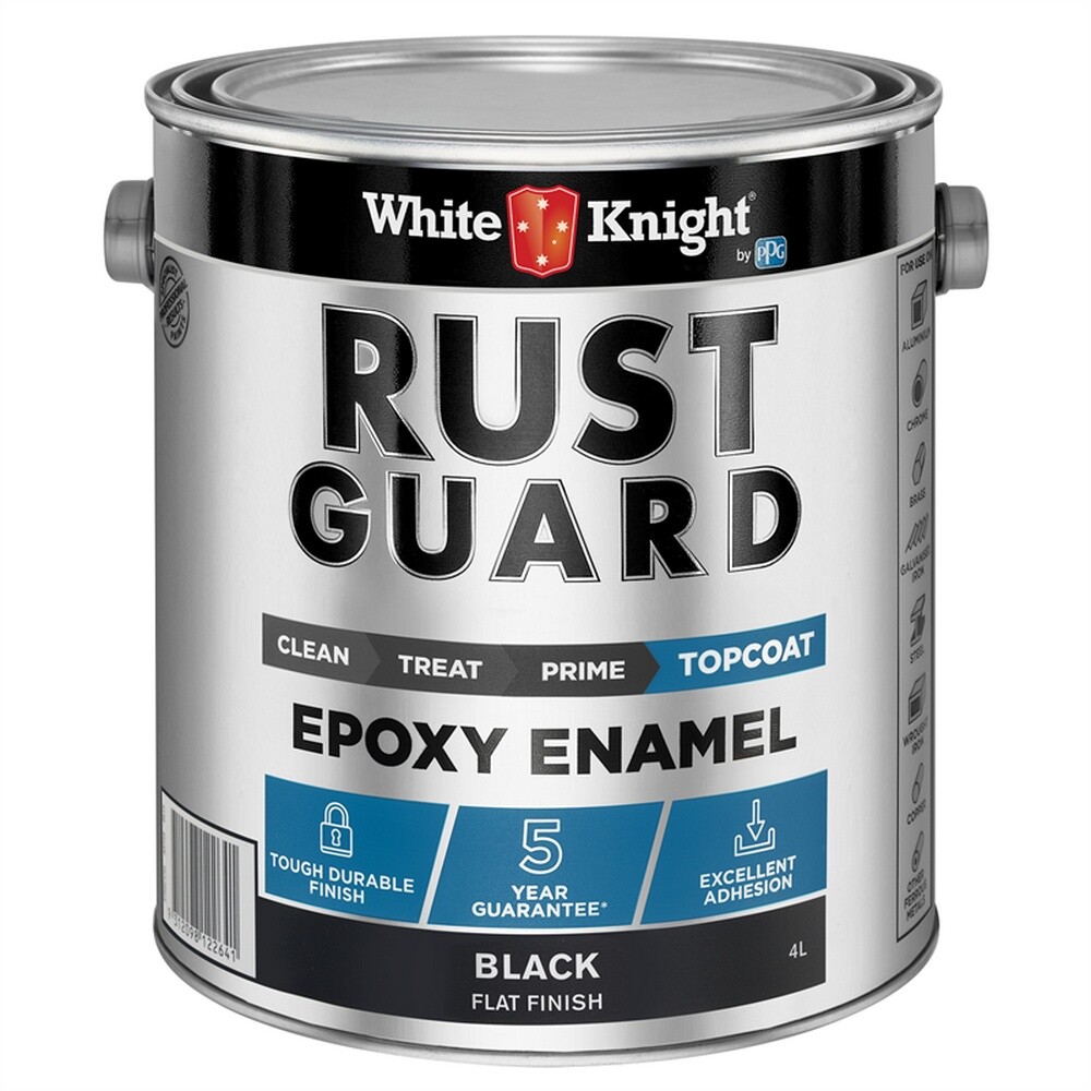 White Knight Rust Guard 4L Black Flat Epoxy Enamel Paint | eBay Australia
