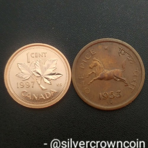 India 1 Pice 1953 Diamond. KM#1.4. One Cent coin. Horse. Asoka Lion Pedestal. - Picture 3 of 7