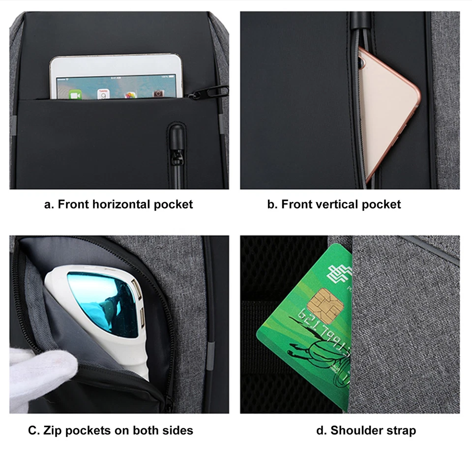 Schwarzer Laptop-Rucksack Für 17-Zoll-Laptops Mit USB-Anschluss Modischer O9C6 - Bild 4 von 4