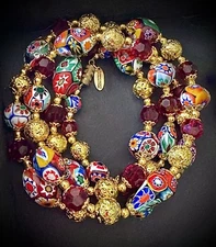 Handmade Millefiori Murano Glass Necklace FEATURING Ercole Moretti Beads 1920/30
