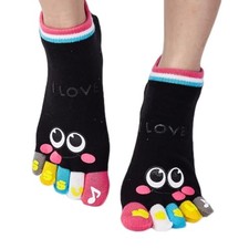 Toe Separated Socks Cotton Full Finger Toe Socks for Women And Kids Crazy Black