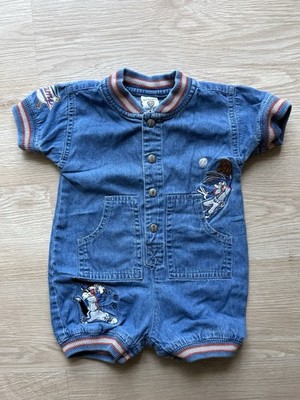 Vintage Warner Bros Looney Tunes Baby Denim Overalls 6M Baseball Bugs Bunny
