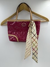 Coach Patent Leather Signature Embossed Tote Bag Womens Magenta Scarf F48166