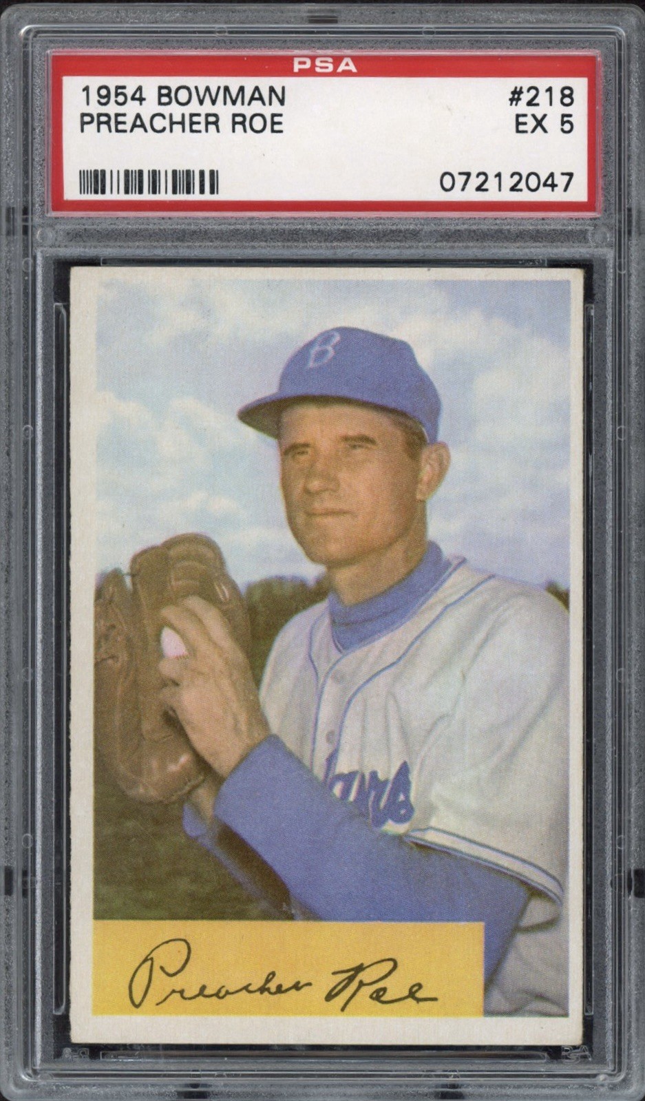1954 Bowman Preacher Roe #218 PSA 5 Excellent Brooklyn Dodgers