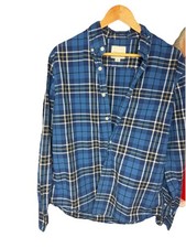 American Eagle Shirt Men’s Blue Plaid LongSleeve Seriously Soft Button Up Medium