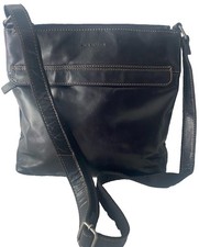 Jack Georges Voyager Leather Crossbody Shoulder Messenger Bag Black UNUSED