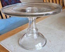 Vintage Clear Glass Pedestal Cake Stand 10" Diameter