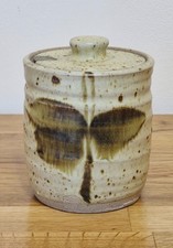 Rustic Studio Pottery Speckled Glaze Lidded Jam Jar Preserve Honey Pot 11cm