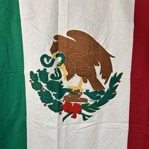 1960s Vintage Mexico Flag Emerson Flag Mfg. Co. San Francisco Cotton