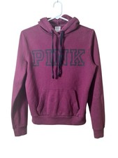 PINK Victoria's Secret Burgundy Hoodie Size XS Spell-Out Retro Y2K Casual