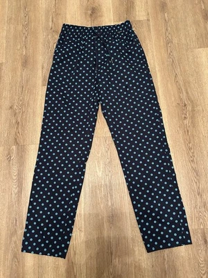 Ex Marks & Spencer Autograph Blue Spot Cotton Pyjama Bottoms S (30 - 32 waist)
