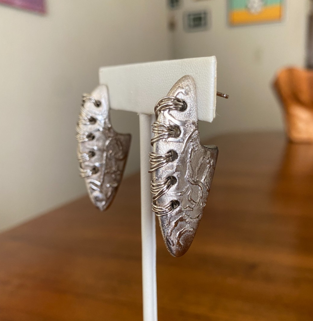 Sterling Silver Statement Earrings 925 Italy 1.75… - image 1