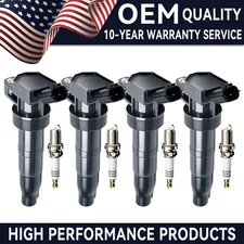 OEM 4X Ignition Coil + 4X Iridium Spark plug For Kia Optima Hyundai Sonata UF611
