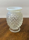 Fenton Moonstone Mini Hobnail White Opalescent Bud Vase Fluted Edge Clear