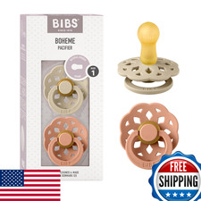 BIBS Boheme Collection Pacifiers - BPA-Free, Denmark Made, 0-6m, 2-Pack
