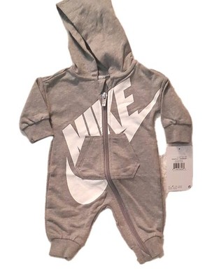 Nike Baby Hooded Zip Coverall One-Piece Gray Heather Newborn 5NB954-042