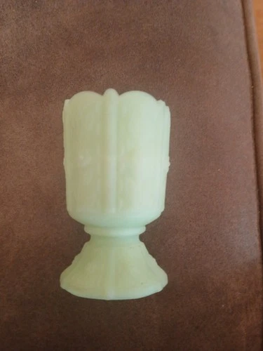 Vtg. Fenton Satin Custard Uranium Glass Toothpick Holder Paneled Daisy Pattern