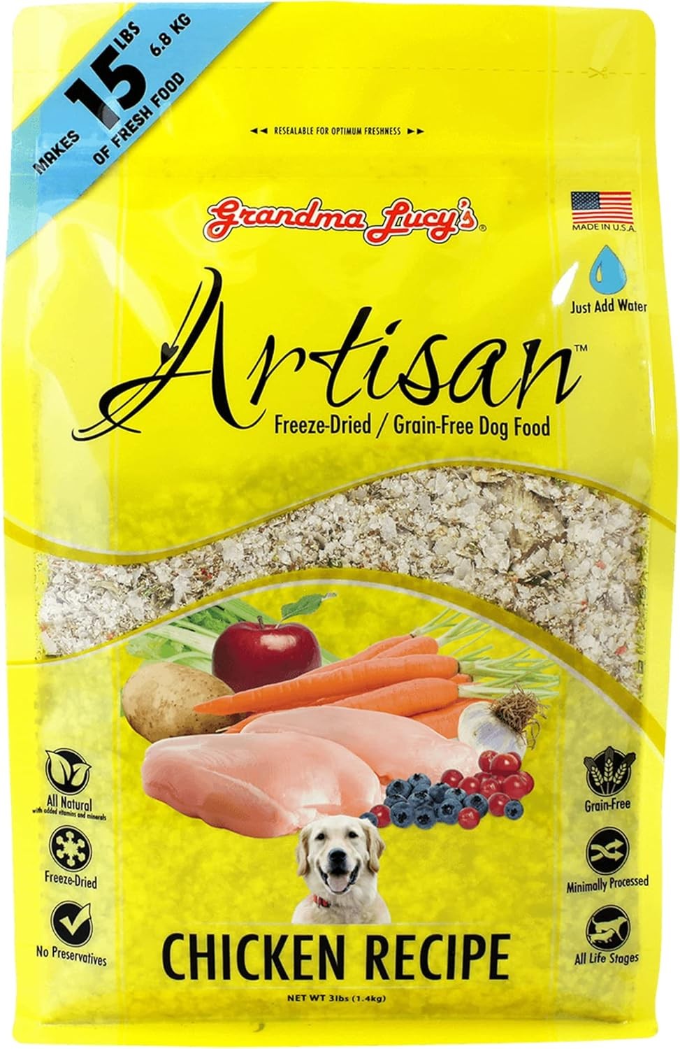 Grandma Lucy's Artisan Dog Food, Grain Free and Freeze-Dried - Artisan Chicken,