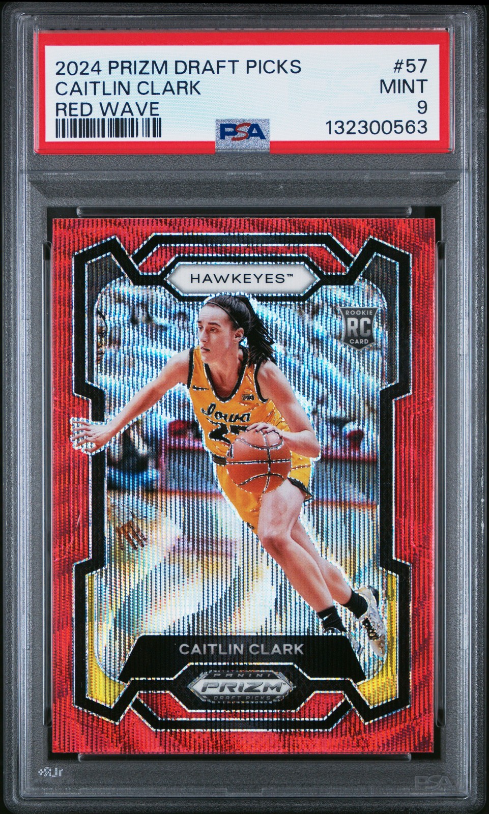 2024 PANINI PRIZM DRAFT PICKS RED WAVE #57 CAITLIN CLARK PSA 9