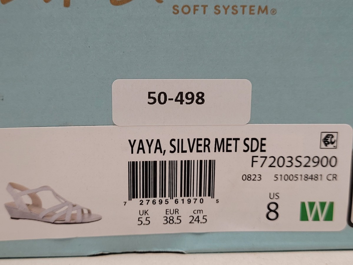 スノー LifeStride Women's Yaya Wide Width Strappy Wedge Sandals, Silver
